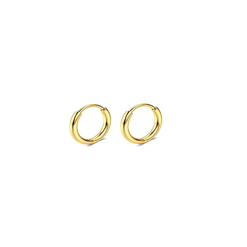 2 uds. Pendientes delicados de acero inoxidable con parte posterior plana para mujer, pendientes de cartílago de , pendientes de aro pequeños Huggie, joyería: Rodio plateado
