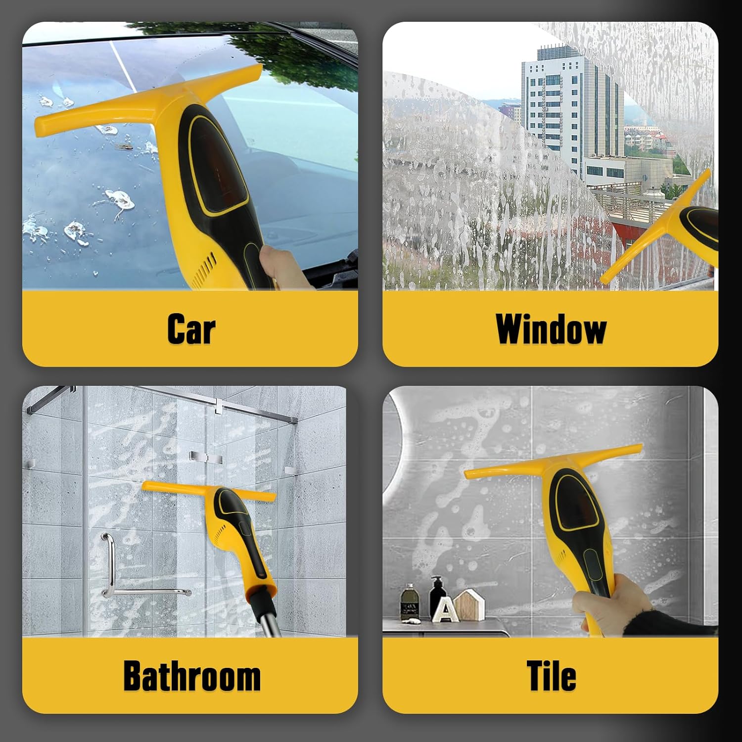 Cordless Window Squeegee Cleaner 3 in 1 Rechargeable Shower Squeegee Window Vacuum Cleaner Set Electric Glass Cleaning Tools