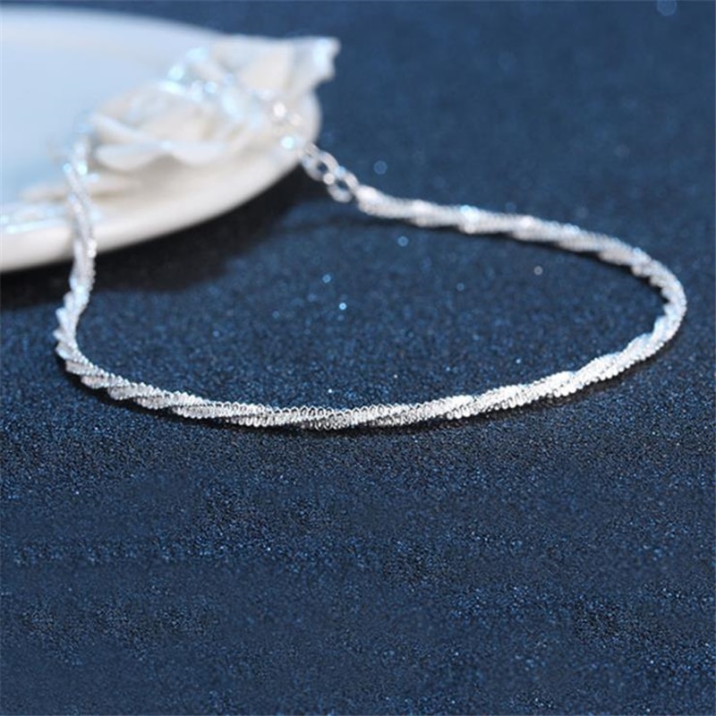 KOFSAC 925 Sterling Silver Anklets For Women Simple Gypsophila Ankle Chain Bracelet Jewelry Girl Party