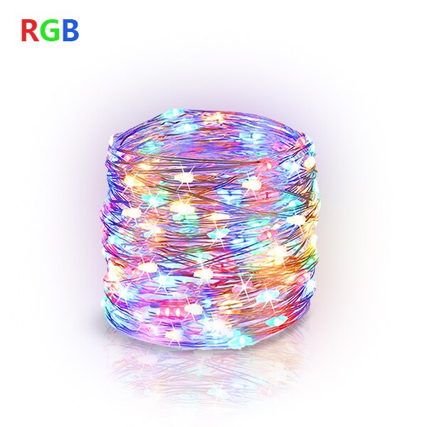 Paristokäyttöinen 8 moodi kaukosäädin led-keiju valot vedenpitävä merkkijono ulkona hääjoulujen koristeluun: Rgb / 10m akkukäyttöinen