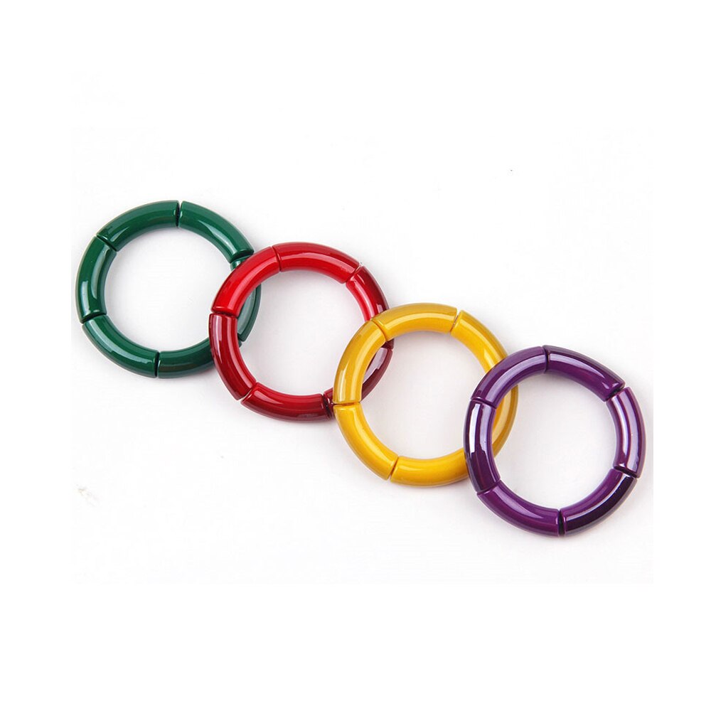 Rekbaar Acryl Armbanden Armbanden Voor Vrouwen Meisjes Eenvoudige Stijl Meerdere Kleuren Rsin Bangle Elasticcuff Armband