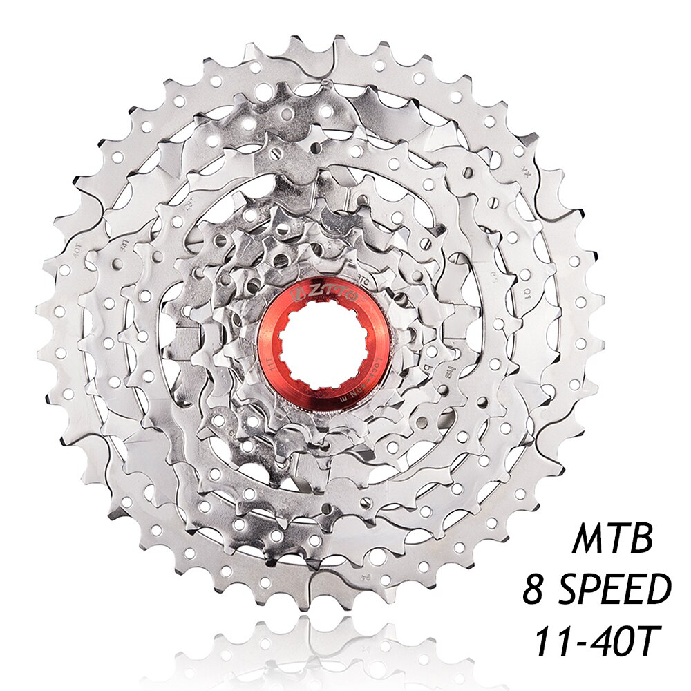 ZTTO 8 Speed Cassette 11-40 T Wide Ratio Freewheel Mountain Bike MTB Bicycle Cassette Flywheel Sprocket Compatible with Sunrace: Silver