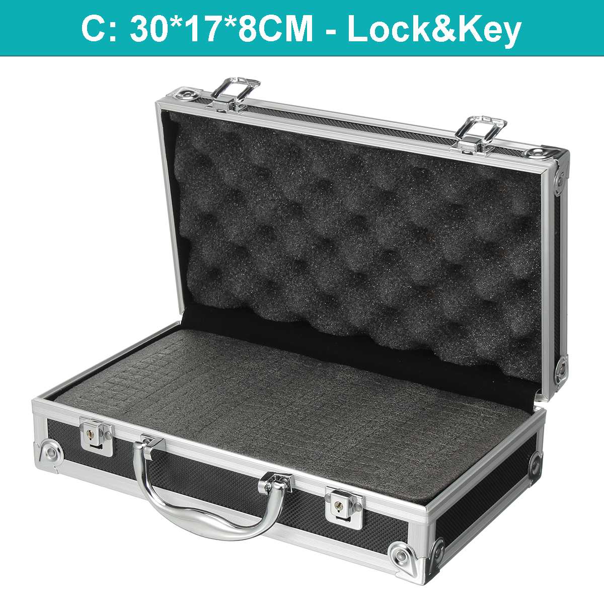 Aluminum Tool Box Portable Safety Equipment Instrument Case Suitcase Multifunction Profile Toolbox Hardware Container With Foam: C