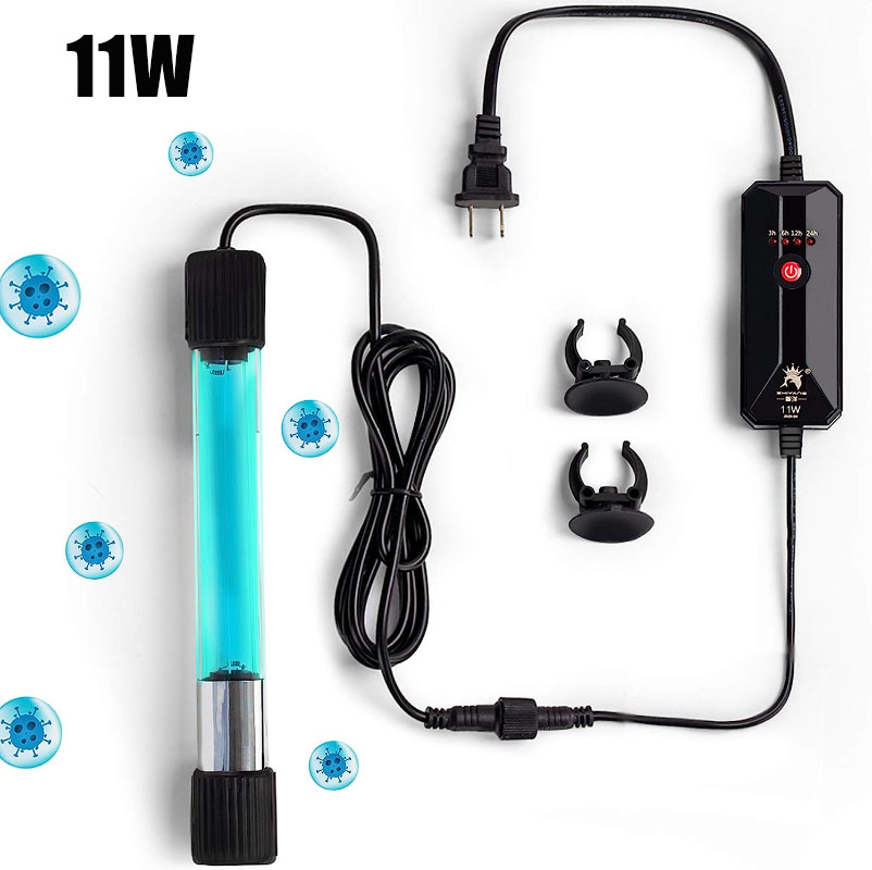 Aquarium Clean Light UV Sanitizer Aquarium Algae Bloom Clean Light with Timer Submersible Waterproof Lamp for Fish Tank: Red / EU Plug