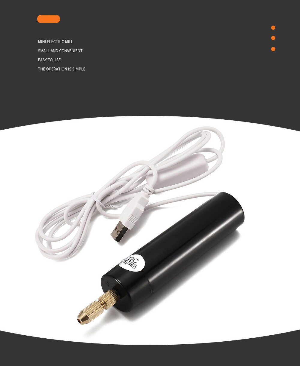 Mini taladros eléctricos artesanales, 5V de CC, taladro USB portátil de mano con 3 piezas para manualidades