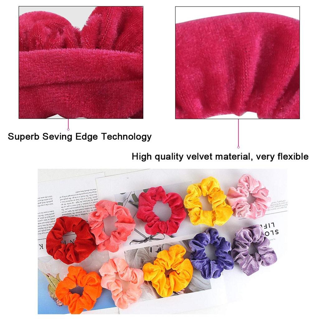 Scrunchies del pelo de terciopelo 24 uds de terciopelo de pelo lazos elásticos motas de cabello colorido bandas de pelo de cola de caballo de material de terciopelo