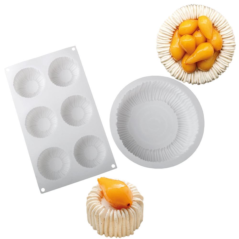 1 o 6 celle Bobina cilindrica struttura design mousse Torta Stampo Francese dolce Stampo da forno Budino fai da te dolce Stampo per cioccolato: Kaki scuro