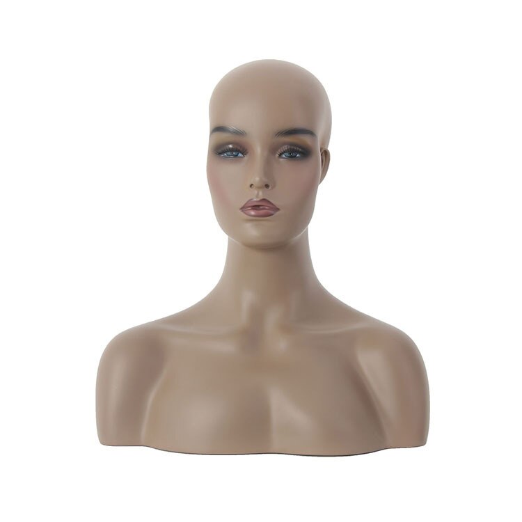 Dark Skin Fiberglass Female Mannequin Head Bust For Wigs: W1-BROWN