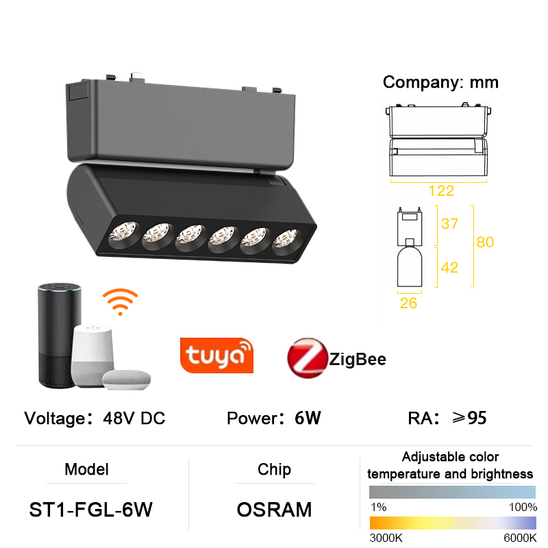 ST1 série Smart TUYA ZIGBEE éclairage sur rail magnétique en aluminium Ultra mince 6mm aucune cellule requise haute dureté luminaire Flexible moderne: Lumière Rouge