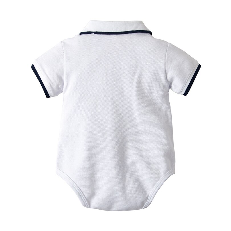 Body pour -né garçon, couleur unie, col rabattu, d'été, manches courtes, barboteuse tendance de 3 à 24 mois, A20
