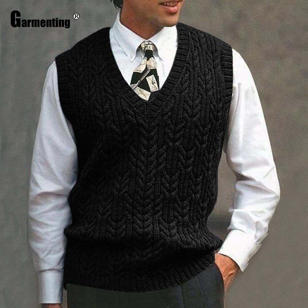 saferido Knitted Sweaters for Men Plain Man Clothes Black Loose Solid Color Pullovers V Neck S Knitwears Plus Size Korean Style Baggy A X