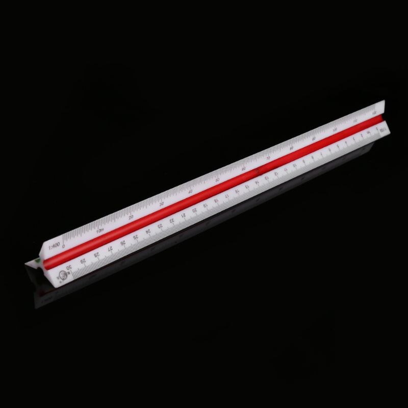 30cm plastic trekantet målestok 1:100-1:500 arkitekt ingeniør tegning måleværktøj