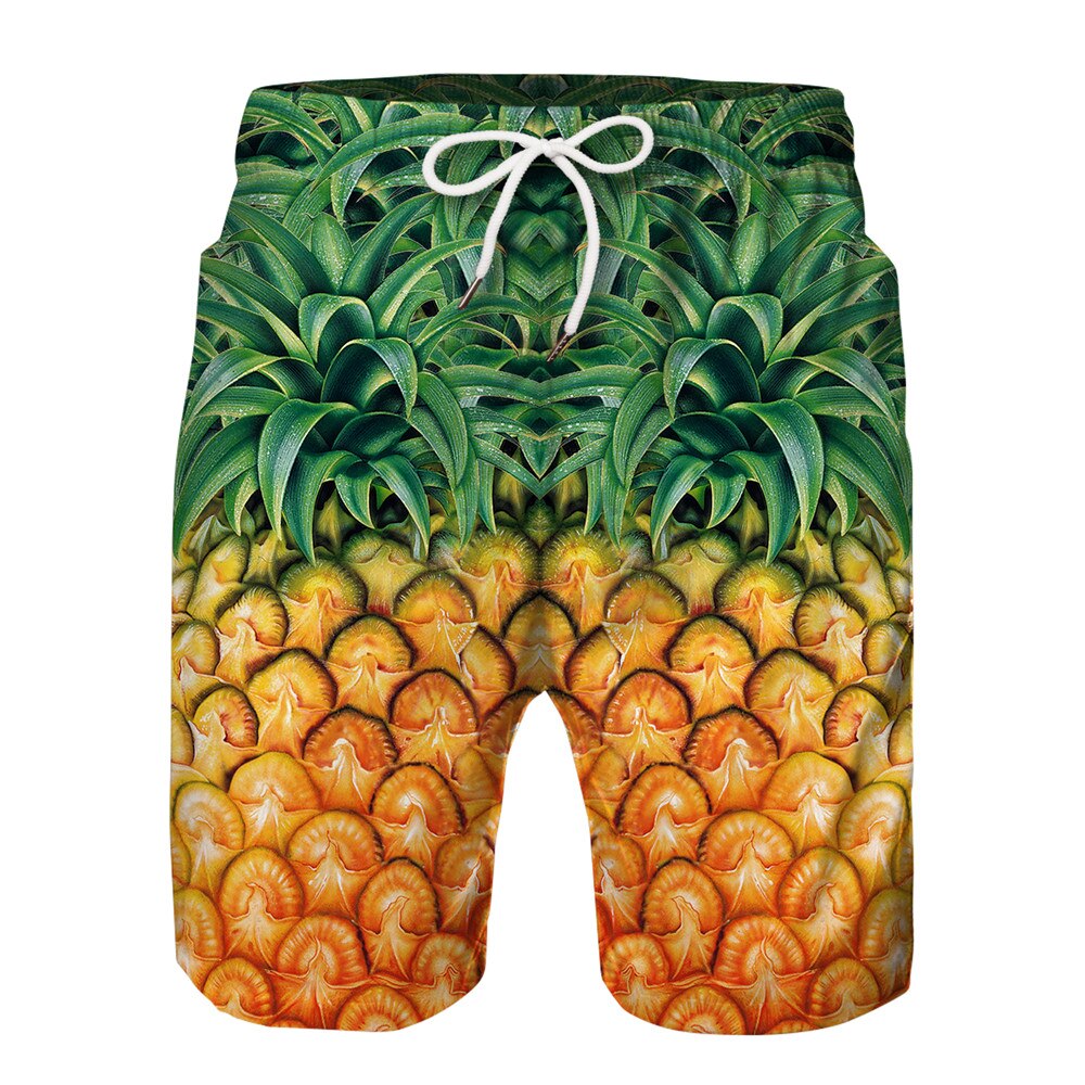 Zomer Mannen Strand Shorts Water Zwemmen Sport Broek Ananas 3D Print Surfen Shorts Mannelijke Badmode Losse Surf Board Trunks badpak: M