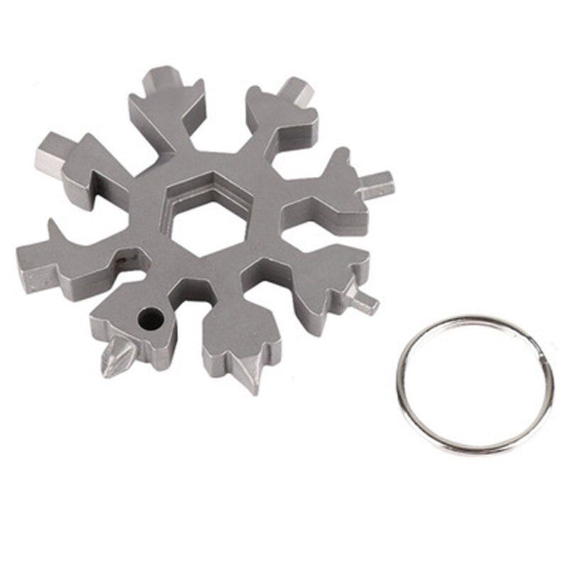 Aitsite 18-in-1 Schneeflocke Multi Werkzeug Edelstahl Tragbare Stahl Multi-Werkzeug für draussen Reise Camping Abenteuer mehrzweck werkzeug: Silber