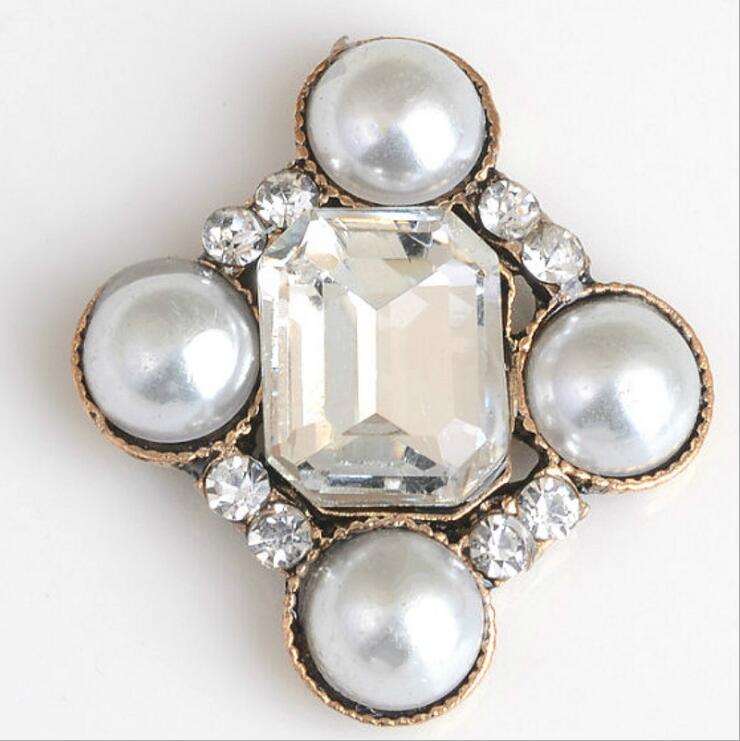 10pcs/lot antique gold alloy buttons flat back rhinestone embellishment buttons crafts: C