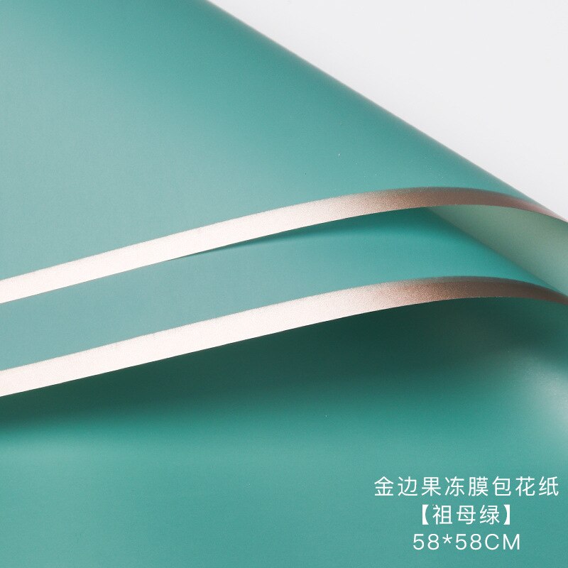 Waterproof Golden Edge Craft Paper Half Transparent Jelly Film Flower Bouquets Wrapping Paper DIY Packing Florist Supplies: emerald