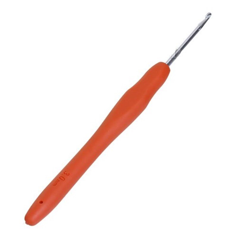 Ganchos de ganchillo de aluminio TPR de 3mm agujas de coser a mano agarre naranja mango de goma suave hilo tejer 13,7x1,1 cm(5 3/8 "x3/8 '), 2 uds