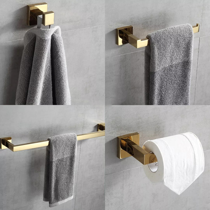 Gepolijste Gouden Badkamer Hardware Set Accessoires Haak Handdoek Bar Toiletpapier Houder Handdoek Ring Badhanddoek Houder Badkamer Set