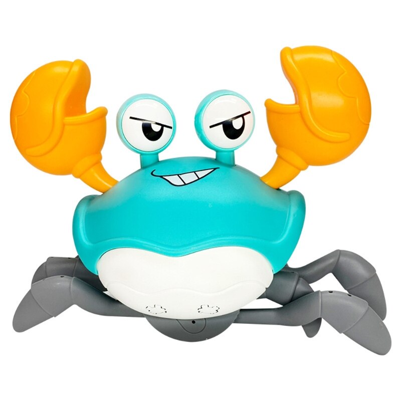 Cartoon Electric Voice Control Crawl Big Crab Toy with Light Projection Animal Model for Kids Children Development WXTD: Blue