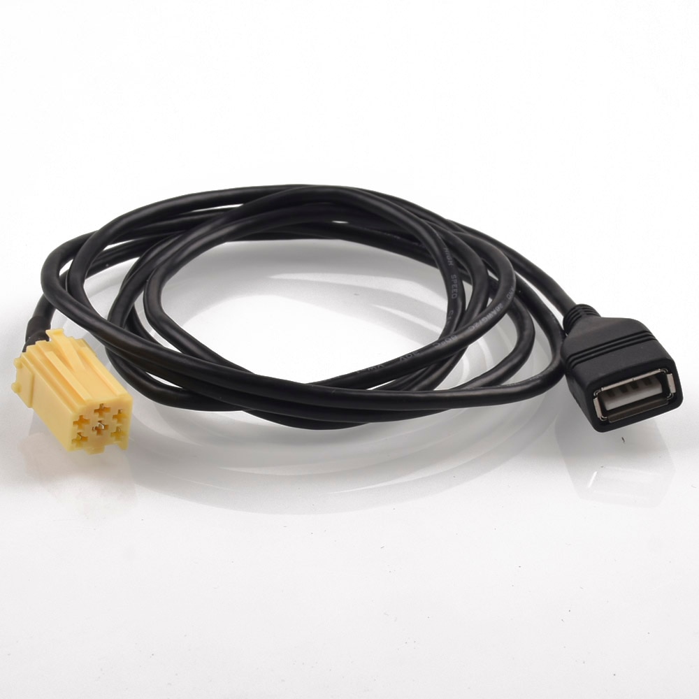 Auto MINI-ISO 6 Pin Connector Plug Zwarte USB Adapter Kabel AUX functie voor Alfa Romeo Fiat Grande Punto 2007 +
