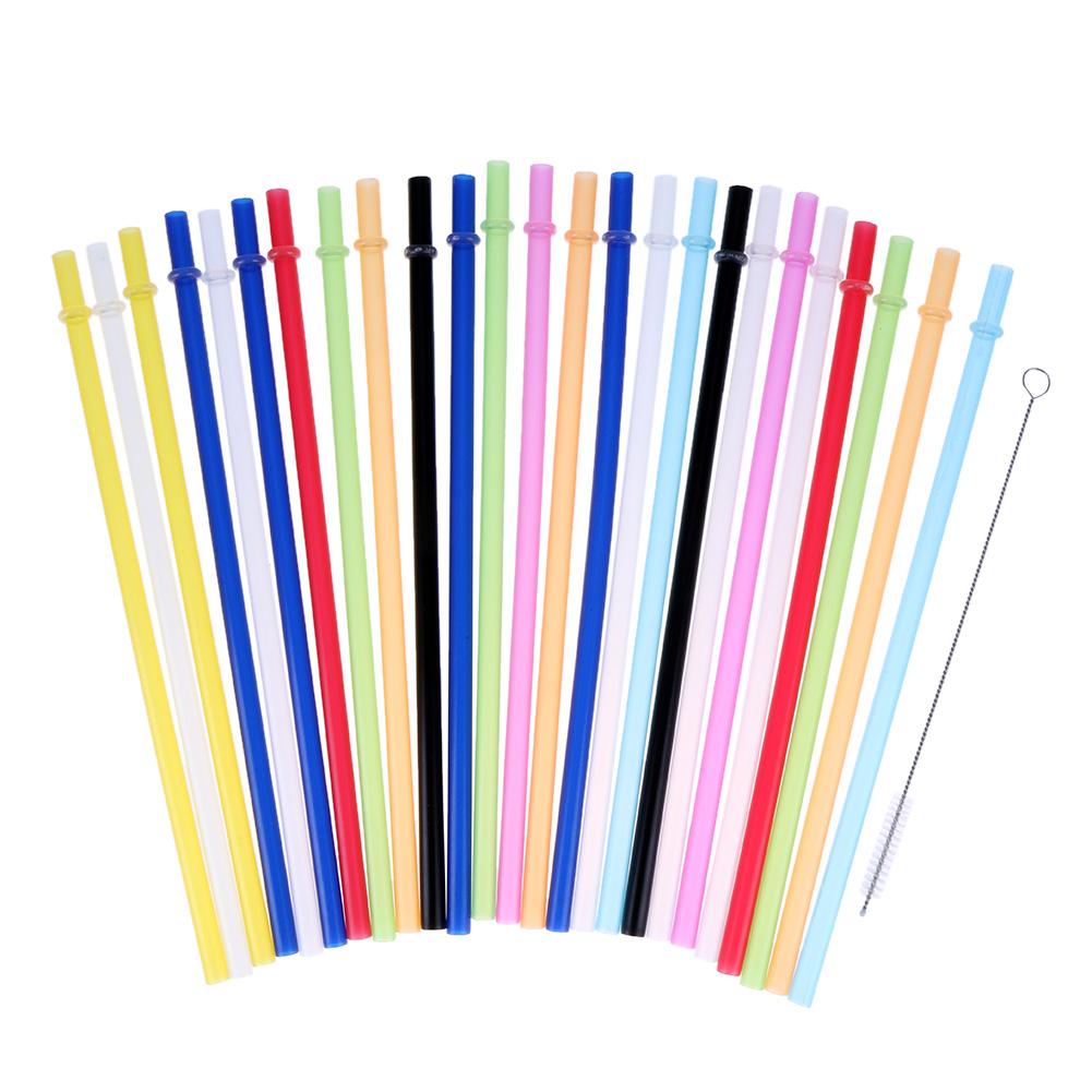 25 Stuks Kleurrijke Hard Plastic Dikker Stro Met Borstel Party Supplies (Willekeurige