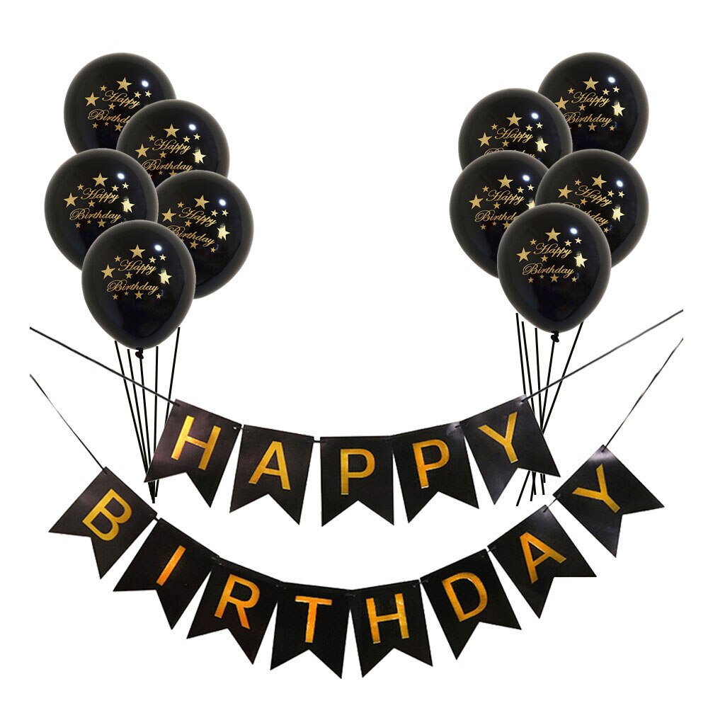 1set Adult Kids Happy Birthday Ballon Letter Banner Gold Confetti Helium Latex Ballon Party Decorations Air Balls Globos: as picture 1