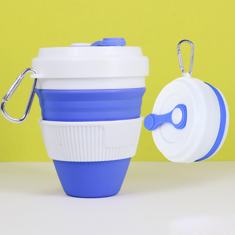 Tasses pliantes en Silicone | Tasses pliantes de 450ml, tasse à café en silice télescopique Portable avec couvercles voyage tout noir: Style 10