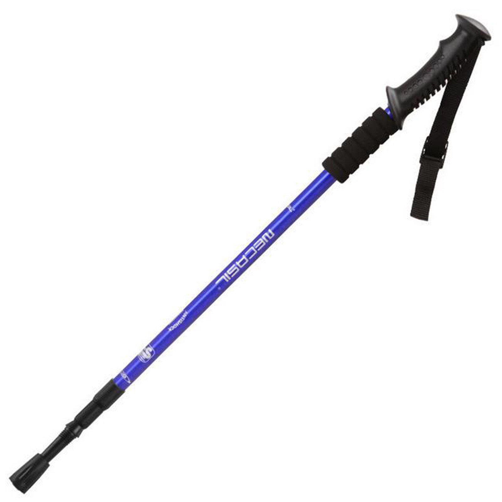Palo de Trekking telescópico con mango recto, aleación de aluminio, absorción de impacto, plegable, para caminar al aire libre, 40 #: Blue 