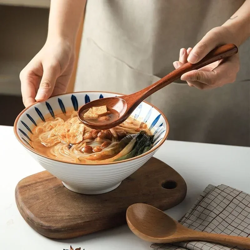 Cucharas de sopa de madera con mango largo, cucharadita de café, leche, azúcar, especias, condimentos, vajilla de cocina, herramientas, cuchara de madera, 1/10 Uds.