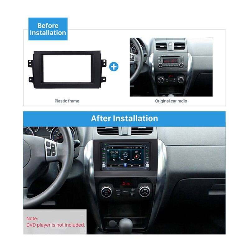 2Din auto Radio estéreo Panel o molduras de marcos para Suzuki SX4 2007 para Fiat Sedici 2005 +