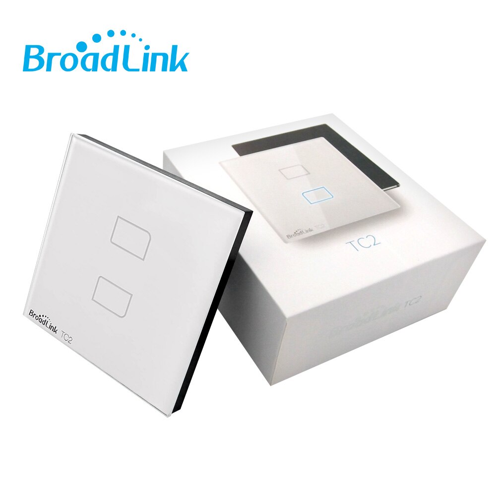 Broadlink interruptor de luz padrão tc2 1/2020, painel branco de design moderno, controle inteligente via rm pro rm4 pro