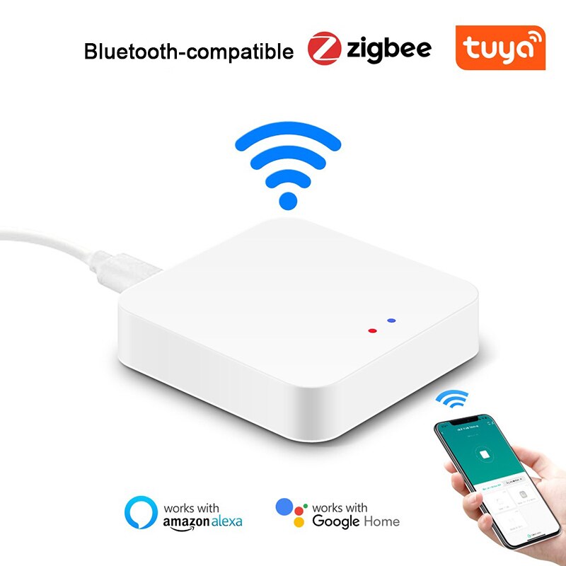 Tuya zigbee 3,0 gateway hub wireless smart home bridge smart living app zigbee + bluetooth protocol works with alexa google home: Default Title