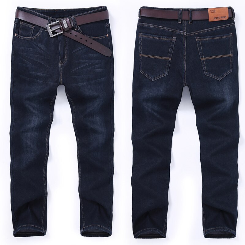 Warm Velvet Jean Trousers Flocking Warm Soft Men Pants Warm Fleece Jeans Mens Winter High Quality40 42 44 Large Size