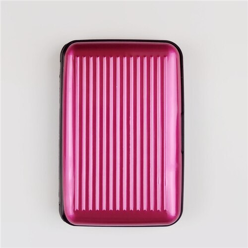 Tarjetero de aluminio para hombre, estuche rígido con bloqueo, billetera sólida para tarjetas de crédito, escaneo Anti-RFID, protege el tarjetero, 1 ud.: Rosa