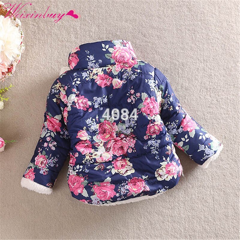 Baby Winter Cotton Floral Coat Winter Warm Children's Jacket Outerwear Jacket For Girls MinnieLong Sleeve Jacket Thick