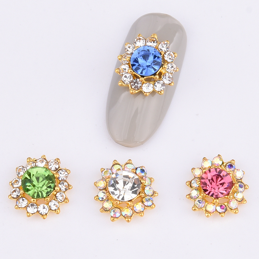 10 pcs Crystal nail diamant steen strass nail art decoratie legering 3d nail charmes in steentjes 4 kleuren keuzes voor nail TCJ219
