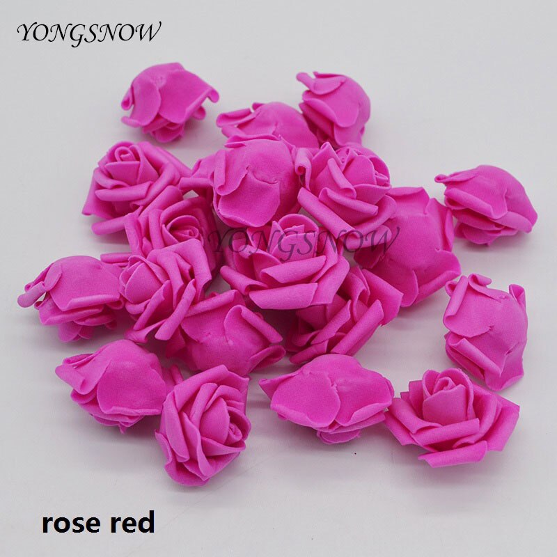 50 stk/parti 4cm kunstige blomsterhoveder håndlavet gør-det-selv bryllup boligdekoration multi-brug pe skum rose dekorative blomster forsyninger 65z: Rose rød  fh05