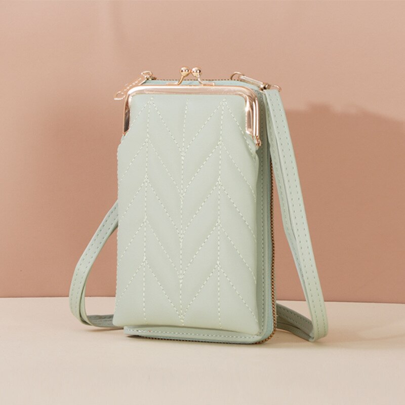 Clip Phone Pocket Shoulder Bag for Women Soft Pu Leather Female Small Crossbody Bags Ladies Messenger Purse Handbag: Green