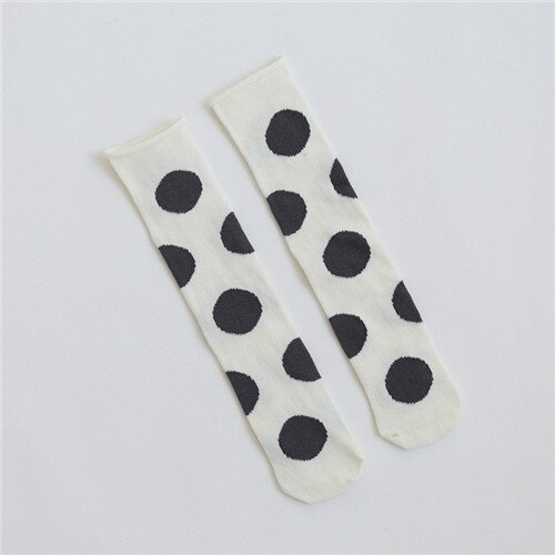 Baby Long Socks Cotton Dot Baby Girl Socks Knee High Leg Warmers Baby Socks for Girls One Size Age for about 1 to 6Years: White