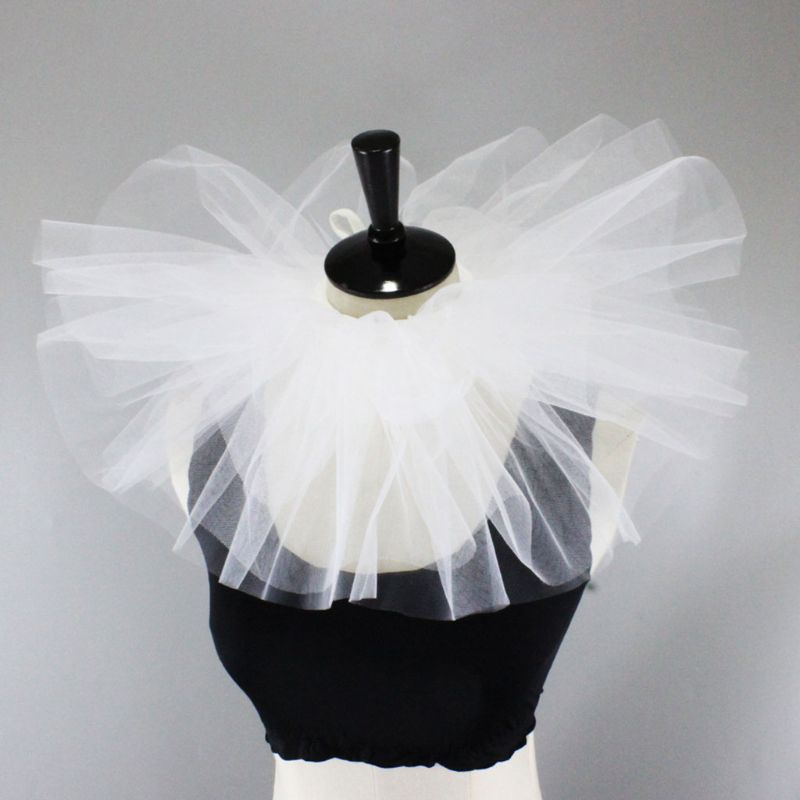 Vintage maille cou Ruff Tulle à volants col Renaissance Halloween Cosplay tour de cou X7YA