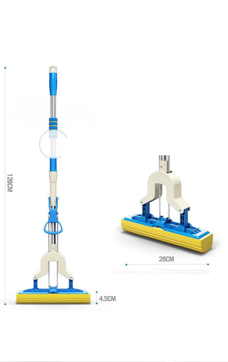 Fregona de esponja de agua plegable, fregona absorbente de algodón estirable, varilla de acero inoxidable, herramienta de limpieza de suelo