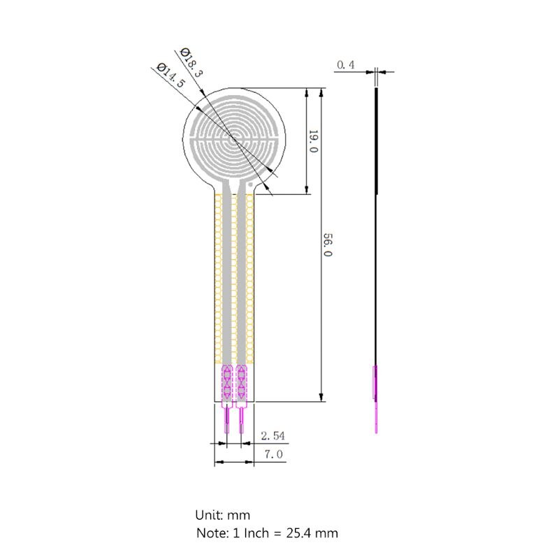 20g-6kg Pressure Sensor RP-C18.3-LT Intelligent Flexible Thin Film Force Sensor