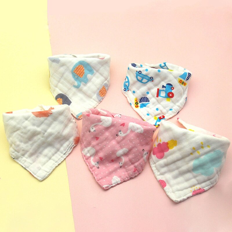 5 unids/set bebé muselina gasa babero Bandana bebé alimentación Saliva toalla Burp paños A2UB