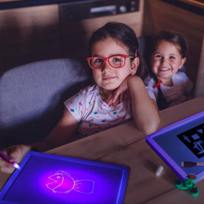 Planche à dessin lumineuse pour enfants, jouets éducatifs, directe, tablette à dessiner dans l&#39;obscurité avec lumière, stylo Fluorescent amusant pour enfants