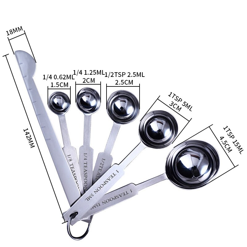 Messbecher Und Messlöffel Premium Stapelbar Küche Messlöffel Set Edelstahl Messbecher und Löffel Set: B 6pcs