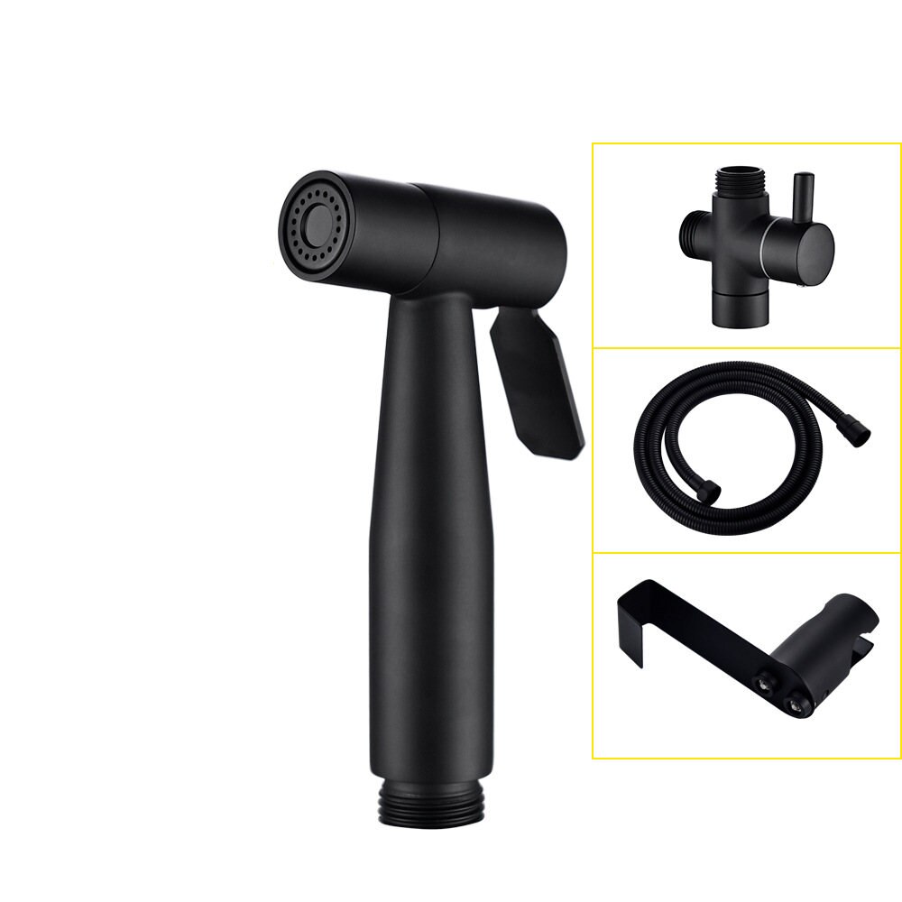 Sort håndholdt toilet bidet sprøjtesæt kit rustfrit stål hånd bidet vandhane til badeværelse håndsprøjte selvrensende: C