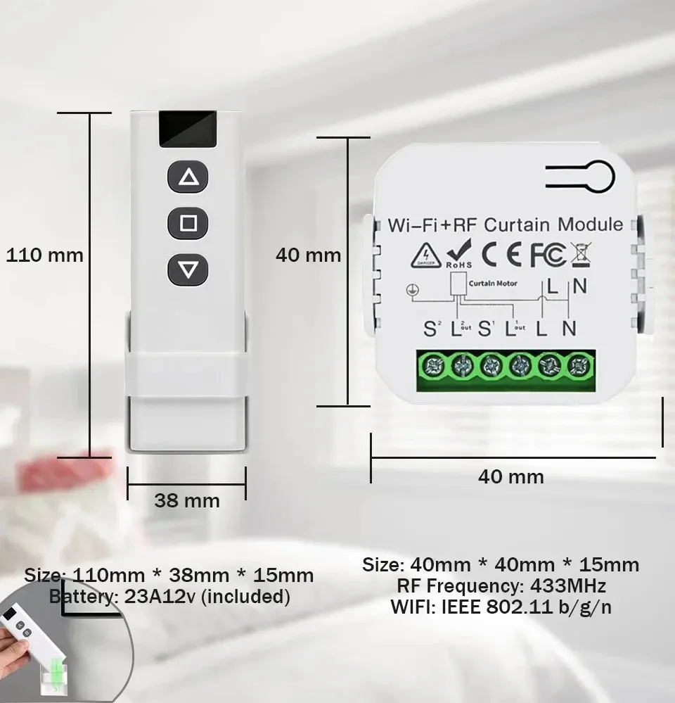 Germa tuya inteligente wifi cortina interruptor r433mhz controle remoto controle de voz com alexa google casa para persiana elétrica