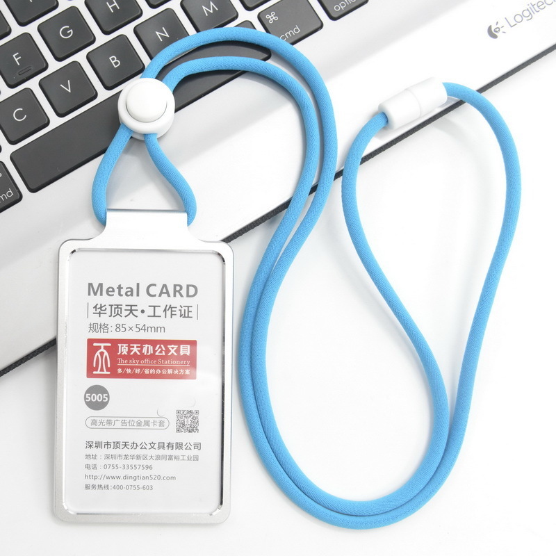 Funda para tarjetas de , portatarjetas de nombre de trabajo de aleación de aluminio, tarjeta de trabajo comercial, tarjeta de identificación, cordón, funda de bolsas de Metal: YELLOW