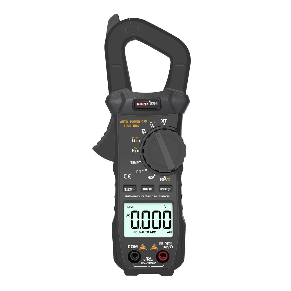 Clamp Meter 60A/600A Amp AD/DC Current RMS Digital Clamp Multimeter 6000 Counts True RMS 750V/1000V Large LCD Display Backlight