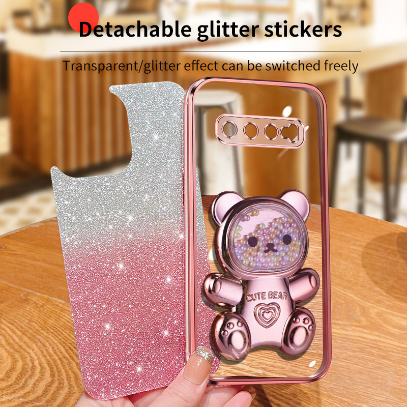 S 9 8 10plus Quicksand Bear Glitter Holder Phone Case On For Samsung Galaxy S8 S10 S9 Plus s9 s8plus s10 s 8 Stand Cover